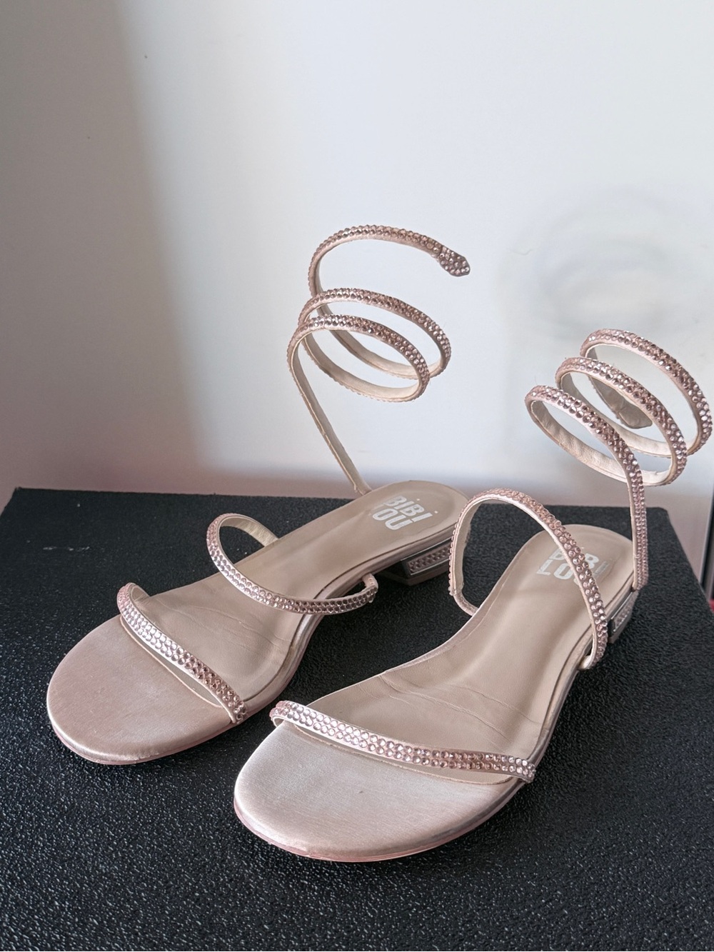 Bibi Lou Rose Gold Spiral Ankle Sandals